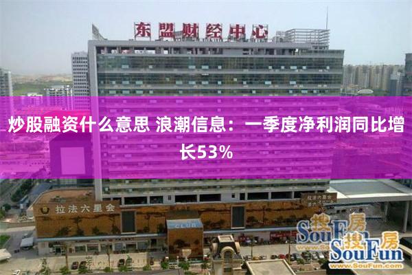 炒股融资什么意思 浪潮信息：一季度净利润同比增长53%