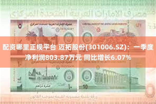 配资哪里正规平台 迈拓股份(301006.SZ)：一季度净利润803.87万元 同比增长6.07%