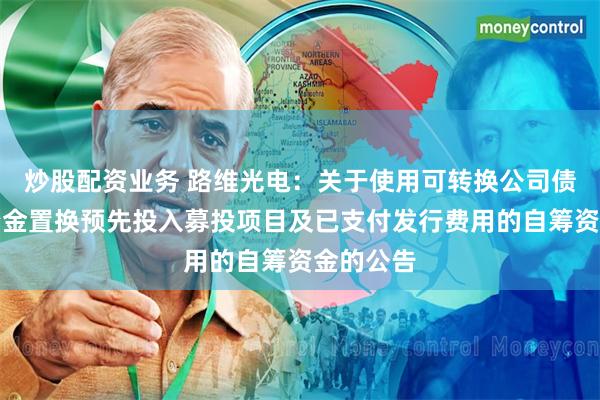 炒股配资业务 路维光电：关于使用可转换公司债券募集资金置换预先投入募投项目及已支付发行费用的自筹资金的公告